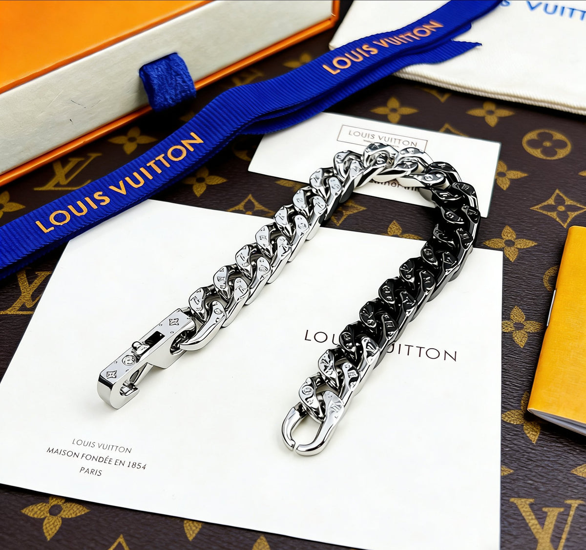 Signature Emblem Bracelet in Polished Metal-Tone – Black Detail side detail