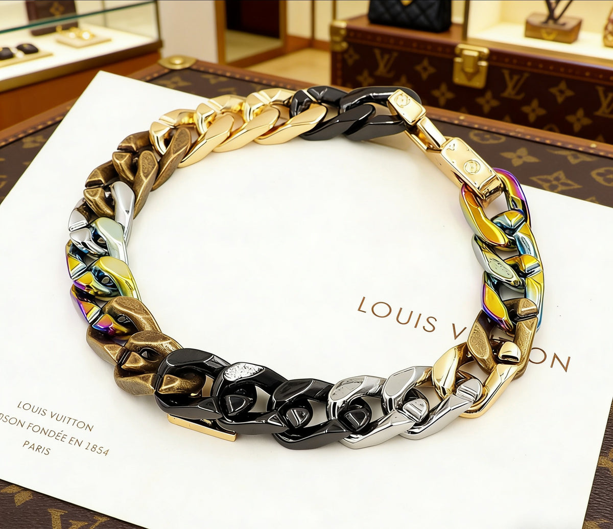 Letter Bracelet in Polished Metal-Tone – Design 001 detail view