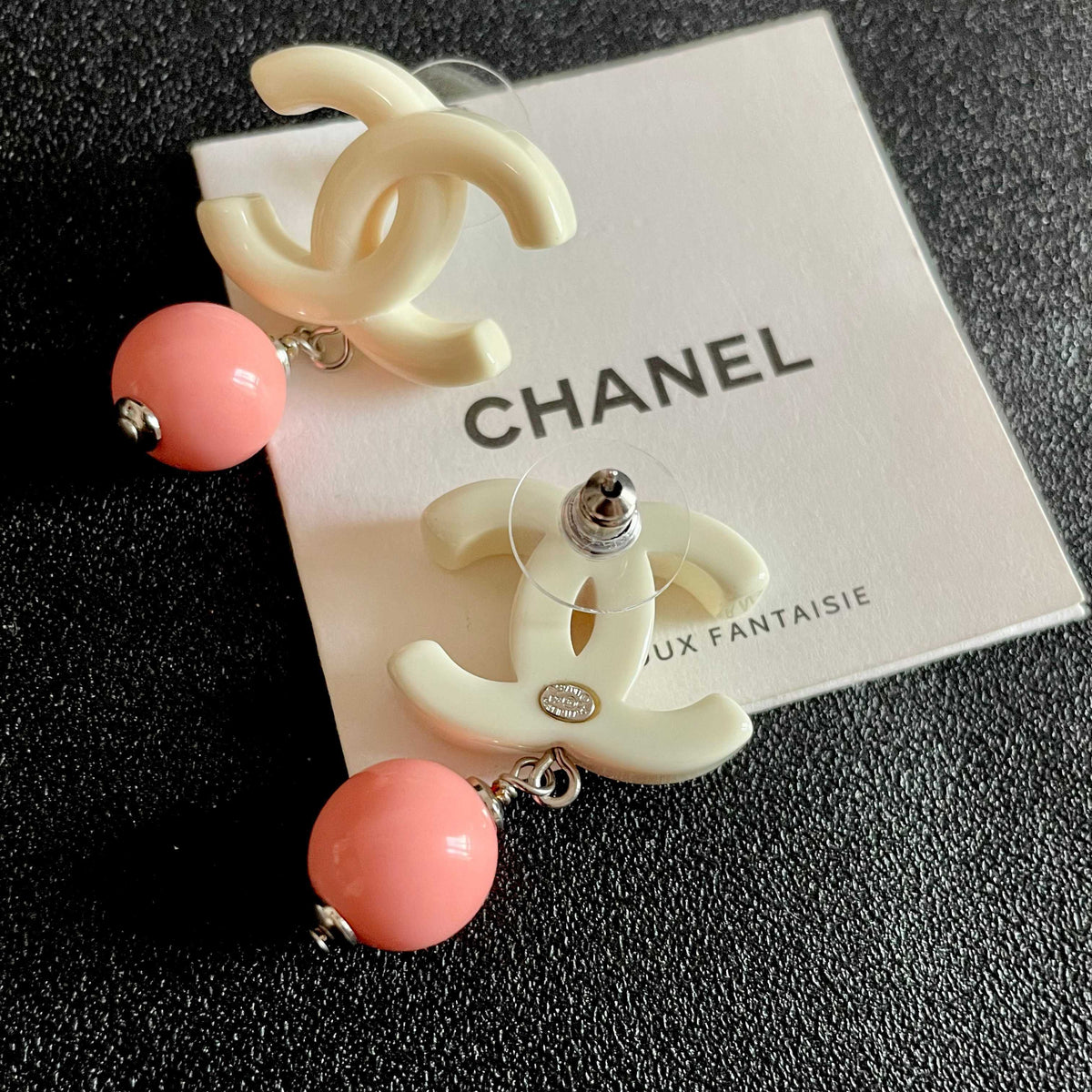 Double-C Emblem Pearl-Detail Statement Earrings – Pearl Detail – Design 026 main product view