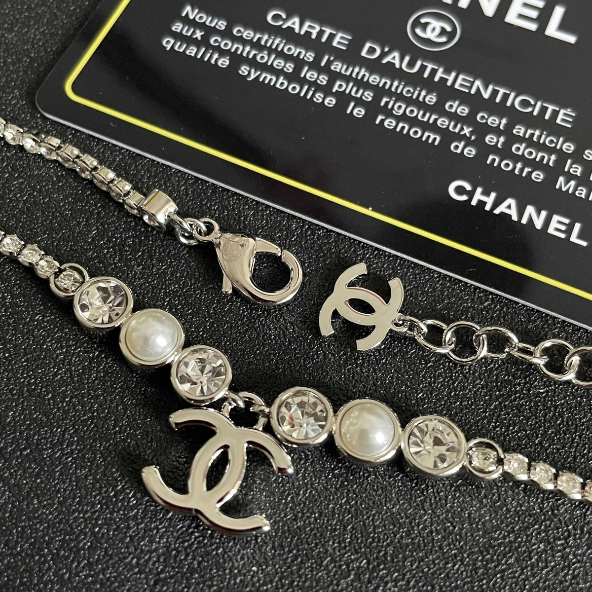 Double-C Emblem Pearl-Detail Pendant Necklace – Pearl Detail – Design 018 main product view