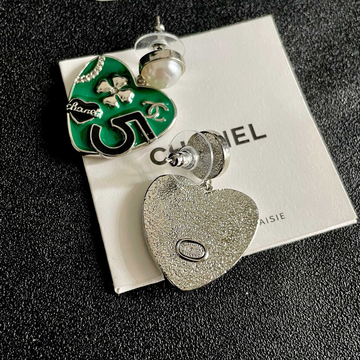 Double-C Emblem Pearl-Detail Statement Earrings – Pearl Detail – Design 009 main product view