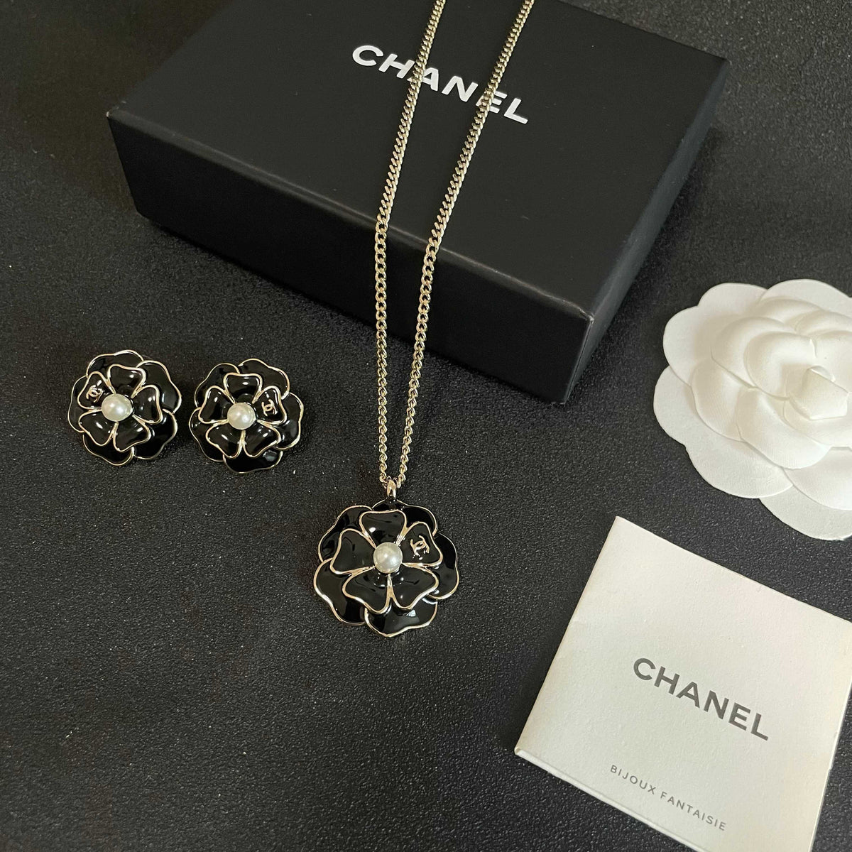 Camellia Pendant Necklace in Polished Metal-Tone – Camellia Detail – Design 012 close-up detail