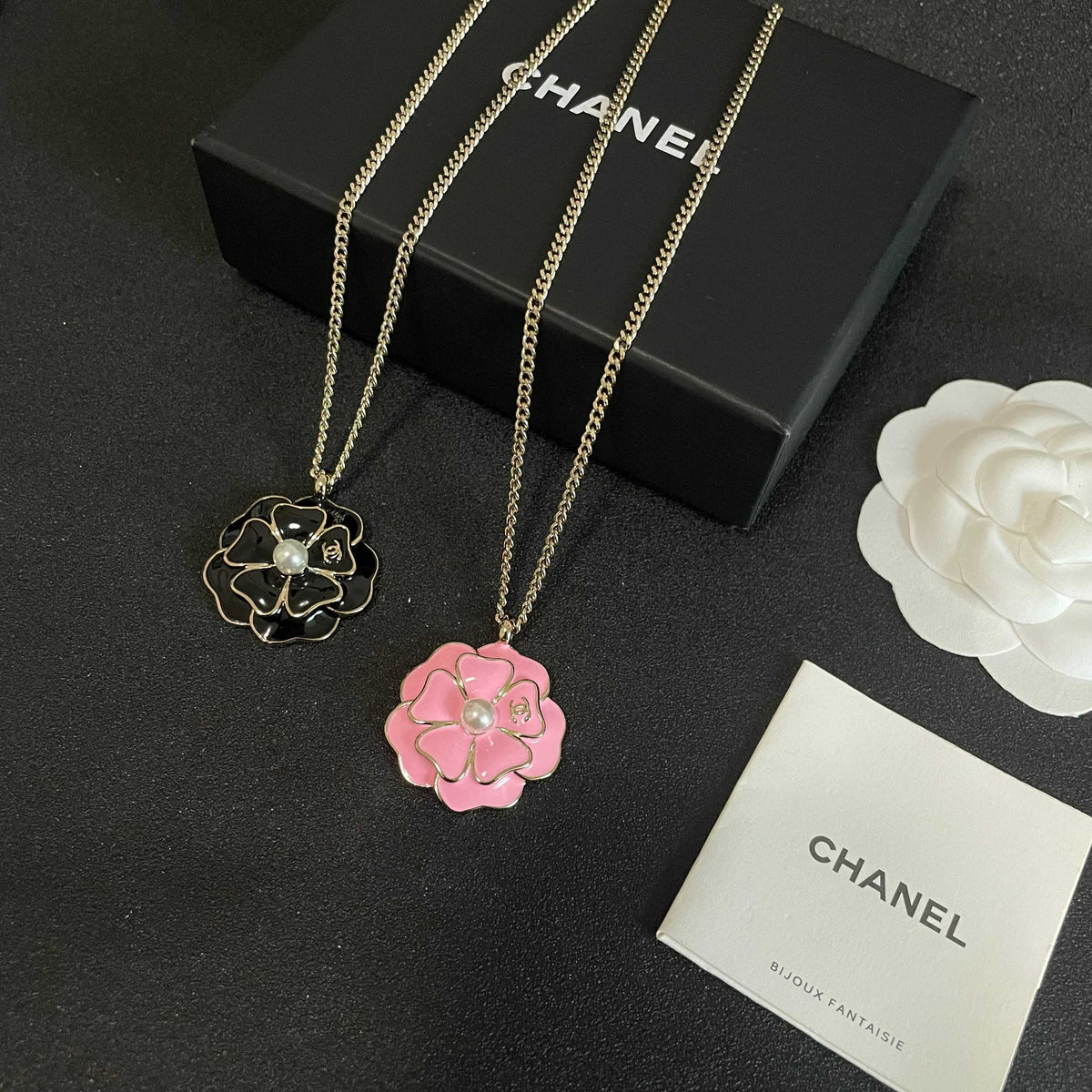 Camellia Pendant Necklace in Polished Metal-Tone – Camellia Detail – Design 011 close-up detail