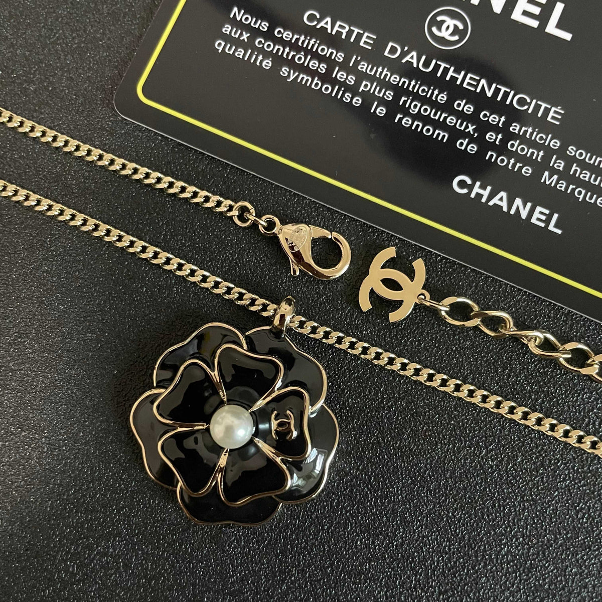 Camellia Pendant Necklace in Polished Metal-Tone – Camellia Detail – Design 012 main product view
