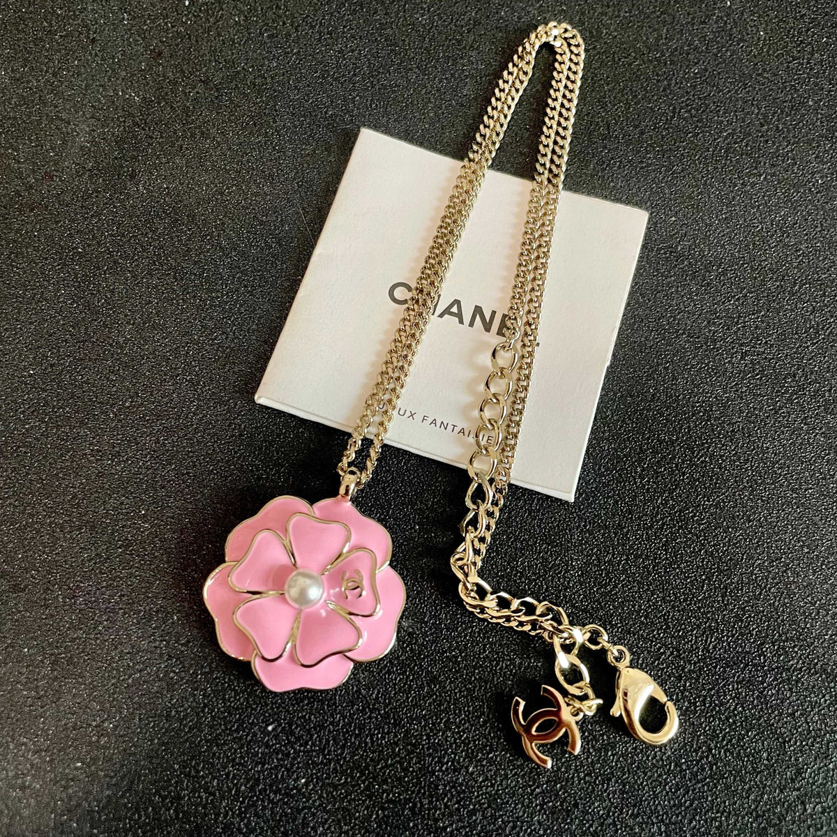 Camellia Pendant Necklace in Polished Metal-Tone – Camellia Detail – Design 011 detail view