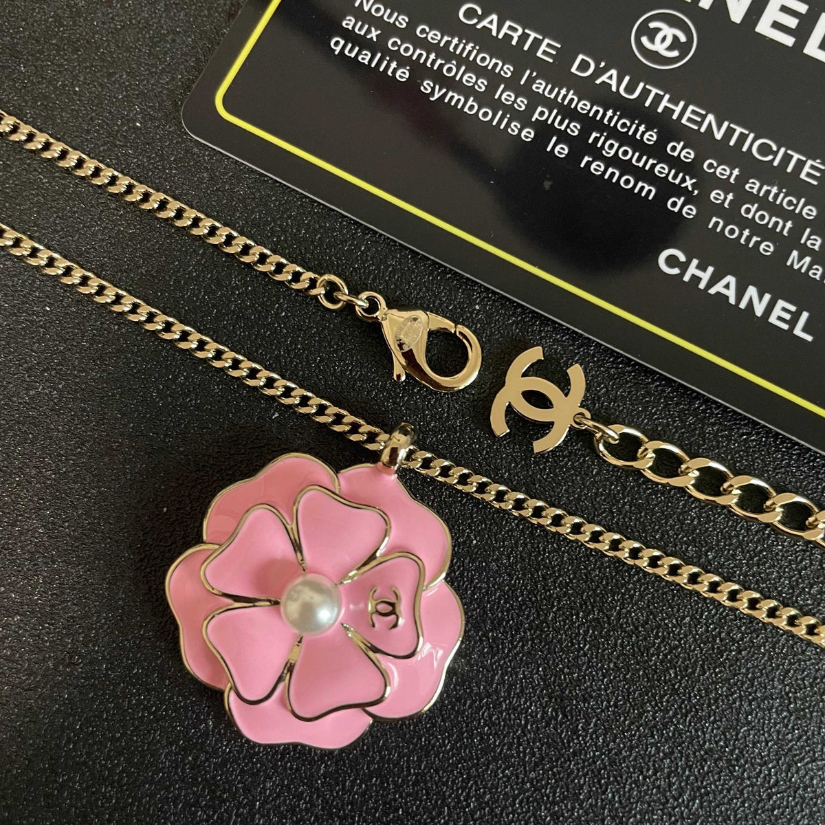 Camellia Pendant Necklace in Polished Metal-Tone – Camellia Detail – Design 011 main product view