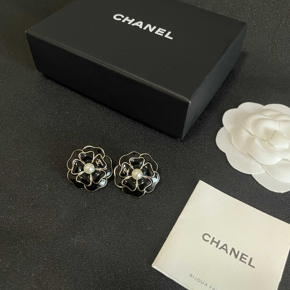 Camellia Stud Earrings in Polished Metal-Tone – Camellia Detail – Design 016 close-up detail