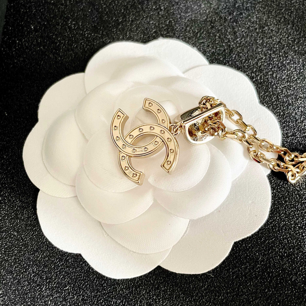 Double-C Emblem Crystal-Accent Pendant Necklace – Design 021 front product view