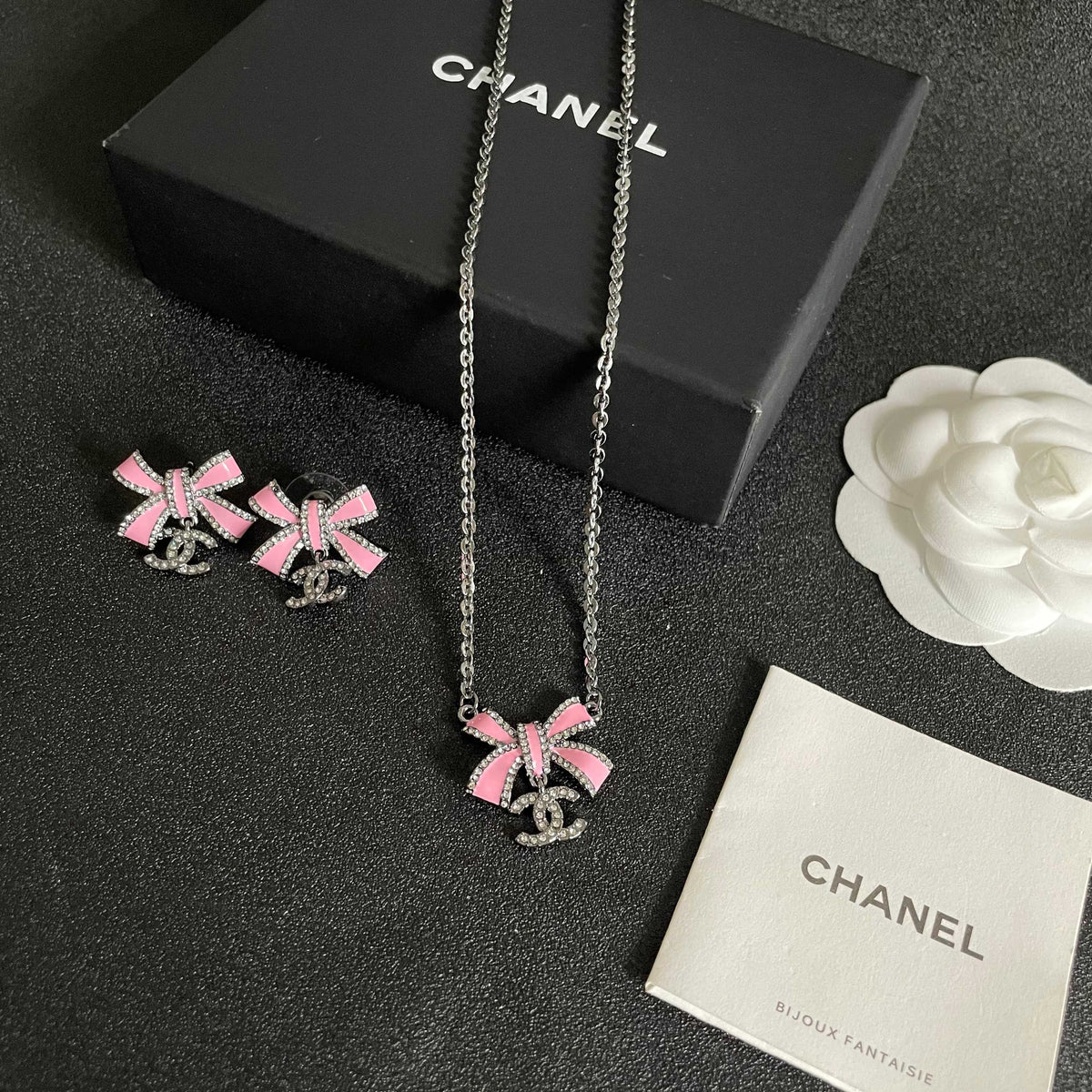 Double-C Emblem Crystal-Accent Pendant Necklace – Design 003 close-up detail