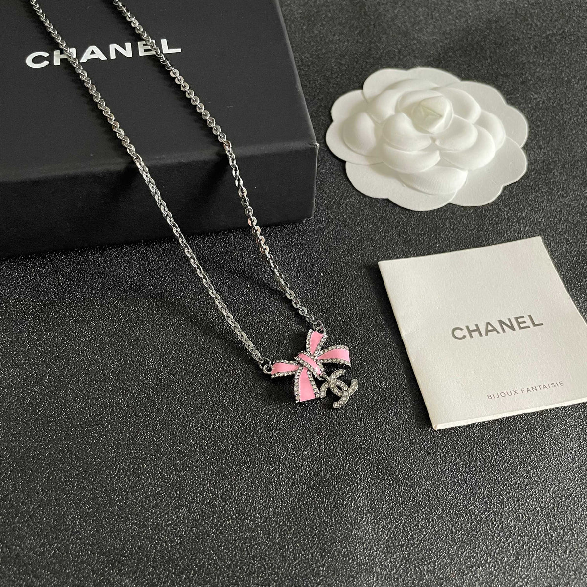 Double-C Emblem Crystal-Accent Pendant Necklace – Design 020 styled product view
