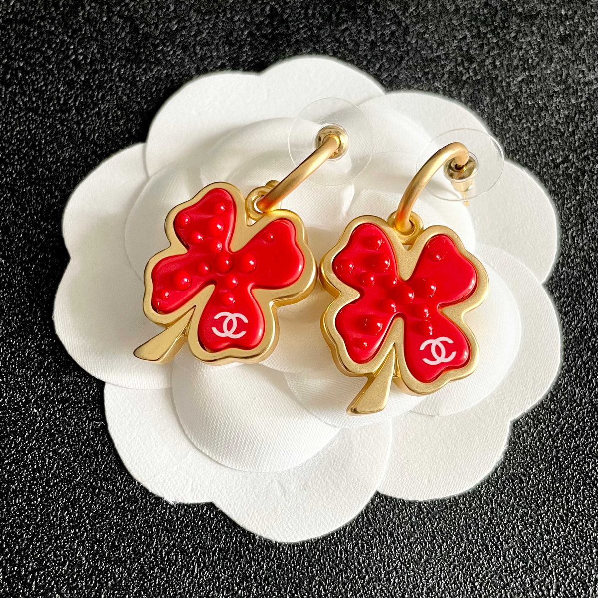 Camellia Statement Earrings in Polished Metal-Tone – Camellia Detail – Design 002 front product view