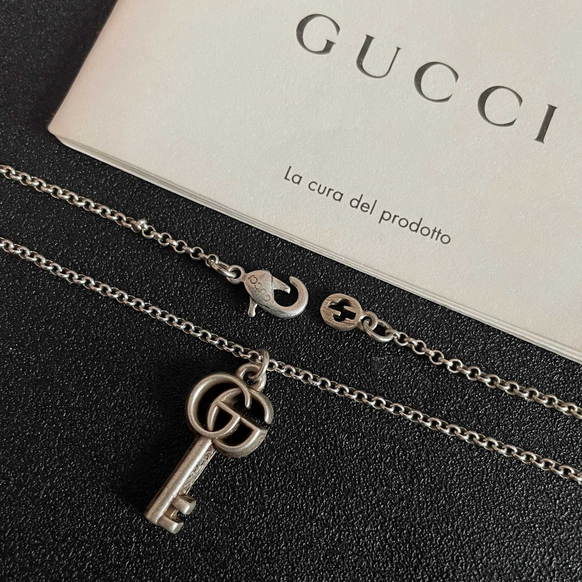 Double-G Emblem Pendant Necklace in Polished Metal-Tone – Design 113 main product view