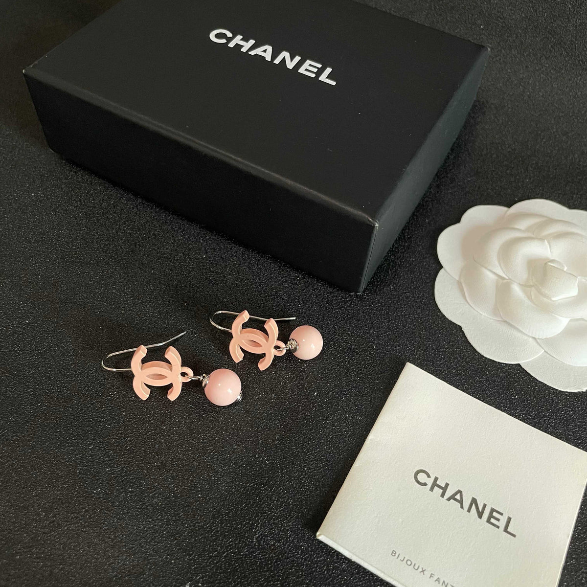 Double-C Emblem Statement Earrings in Polished Metal-Tone – Design 027 close-up detail