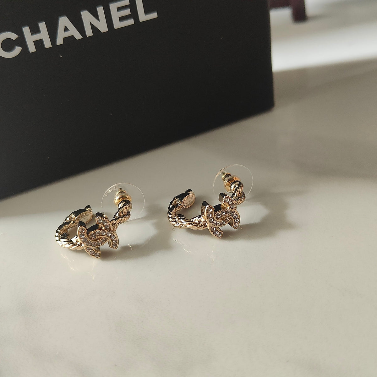 Letter Pearl-Detail Stud Earrings – Pearl Detail – Design 008 styled product view