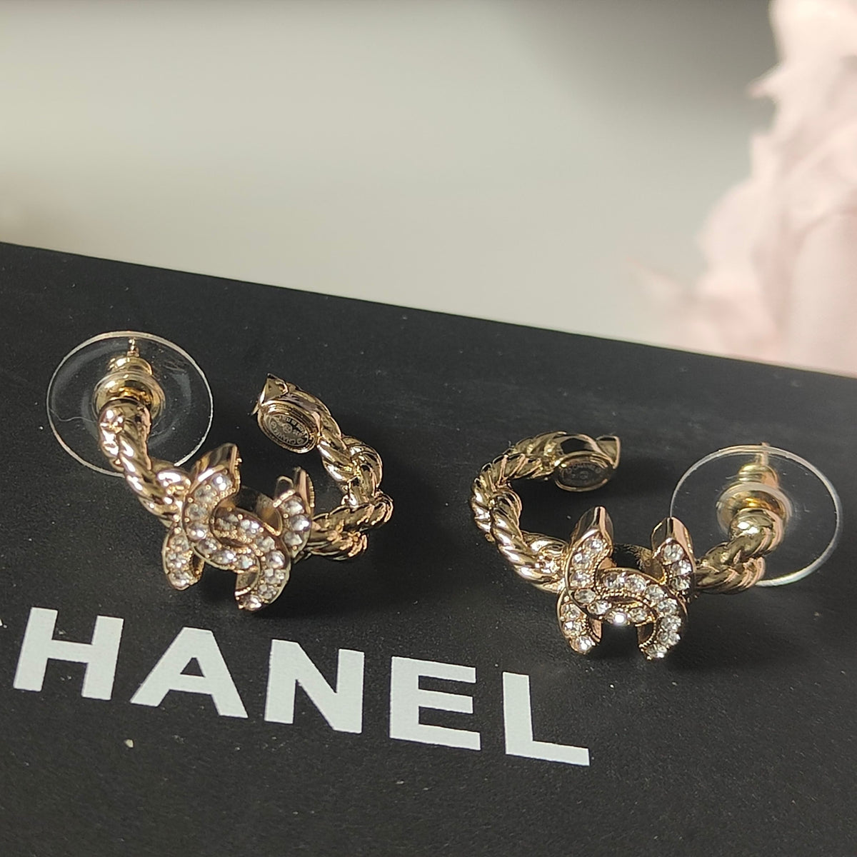 Letter Pearl-Detail Stud Earrings – Pearl Detail – Design 008 side detail