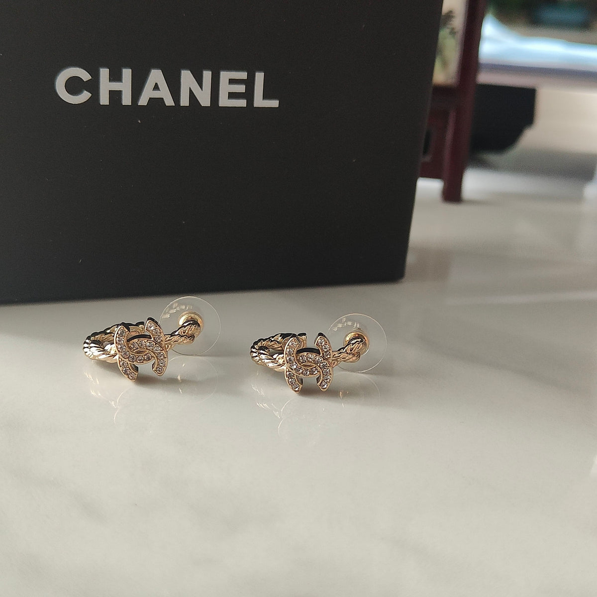 Letter Pearl-Detail Stud Earrings – Pearl Detail – Design 008 main product view