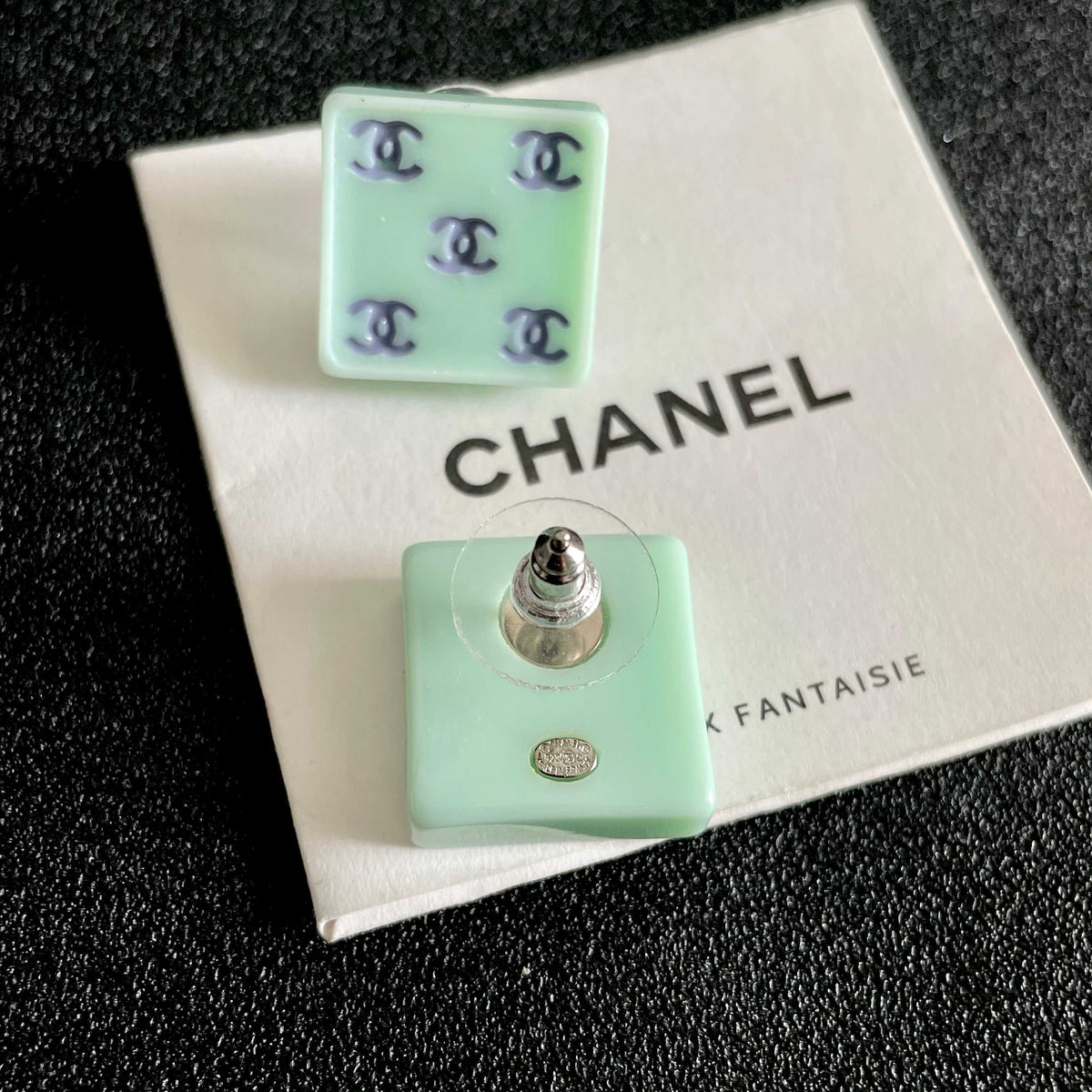 Double-C Emblem Stud Earrings in Polished Metal-Tone – Design 274 main product view