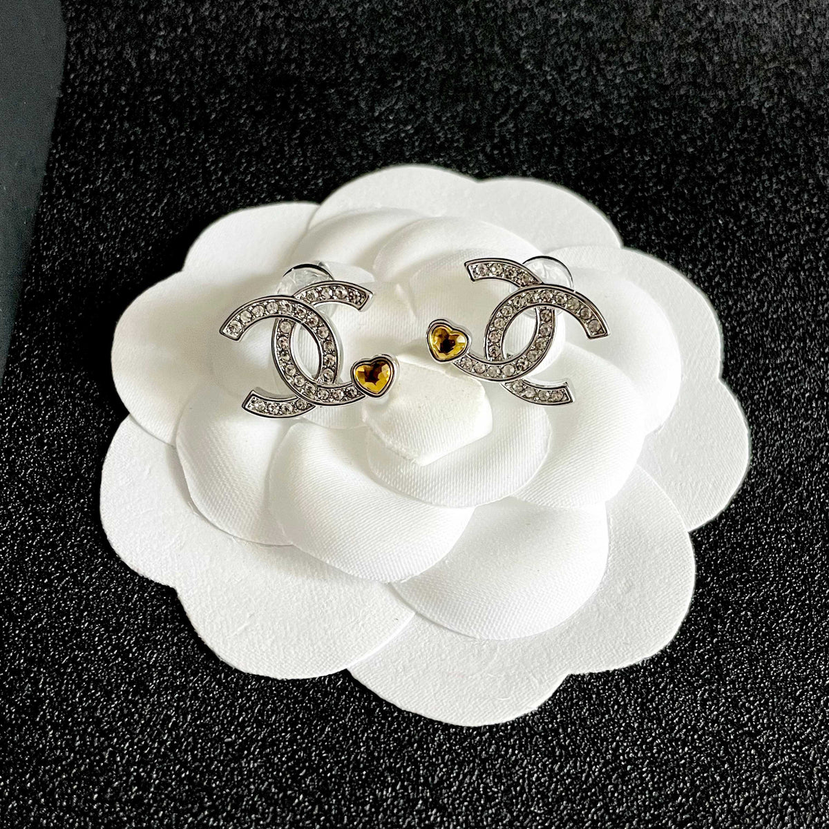 Signature Emblem Stud Earrings in Polished Metal-Tone – Design 053 front product view