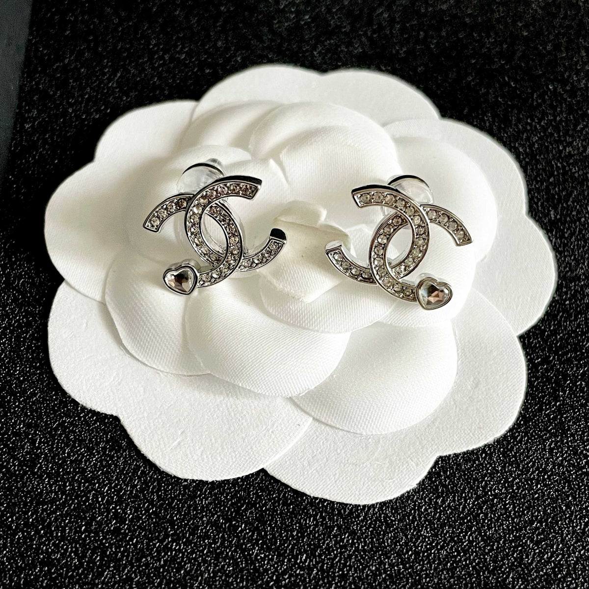 Signature Emblem Stud Earrings in Polished Metal-Tone – Design 051 front product view