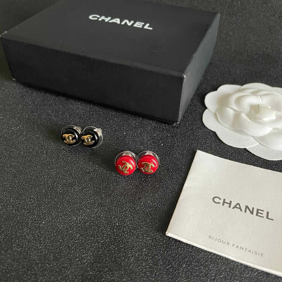 Signature Emblem Stud Earrings in Polished Metal-Tone – Design 050 side detail