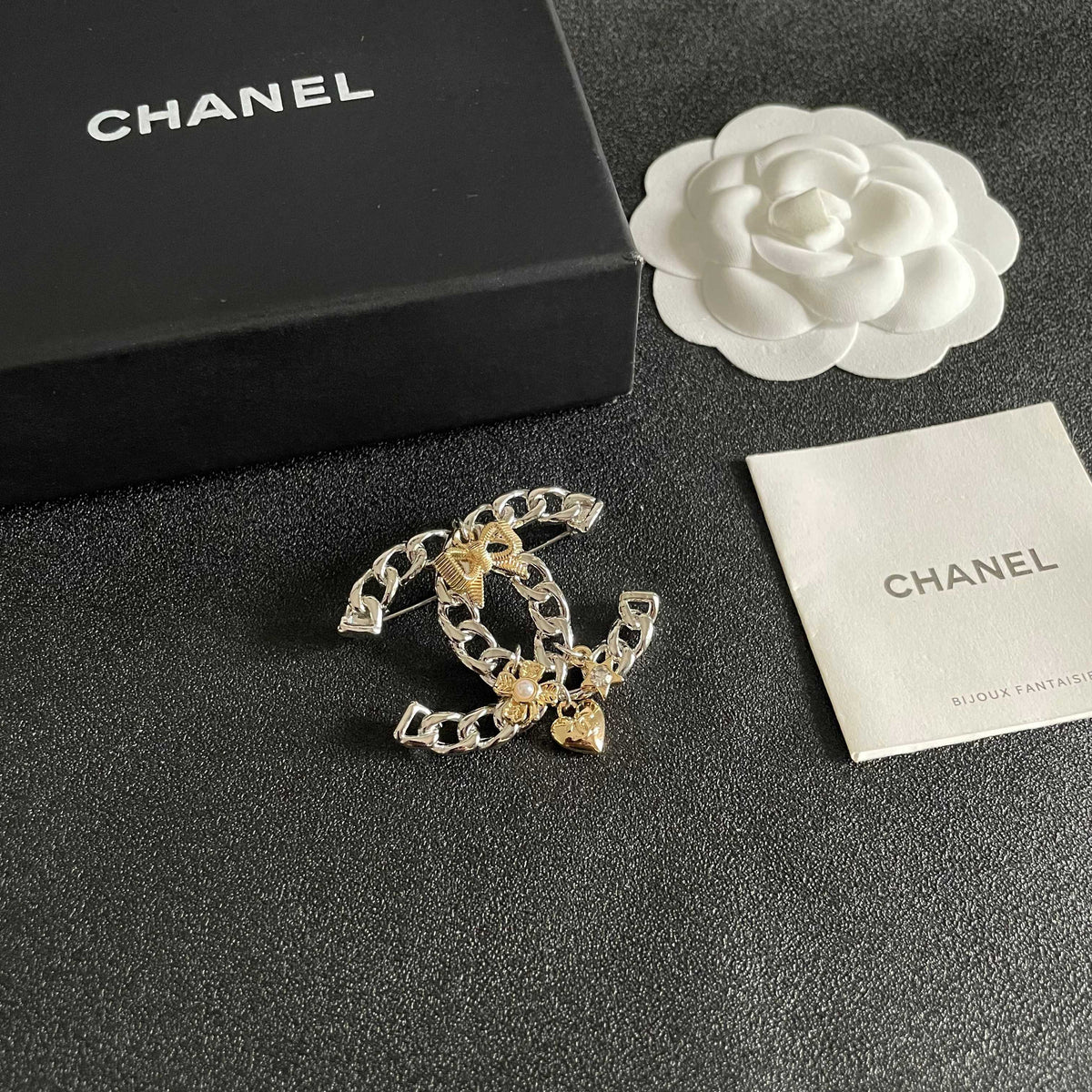 Signature Emblem Brooch in Polished Metal-Tone – Design 029 styled product view