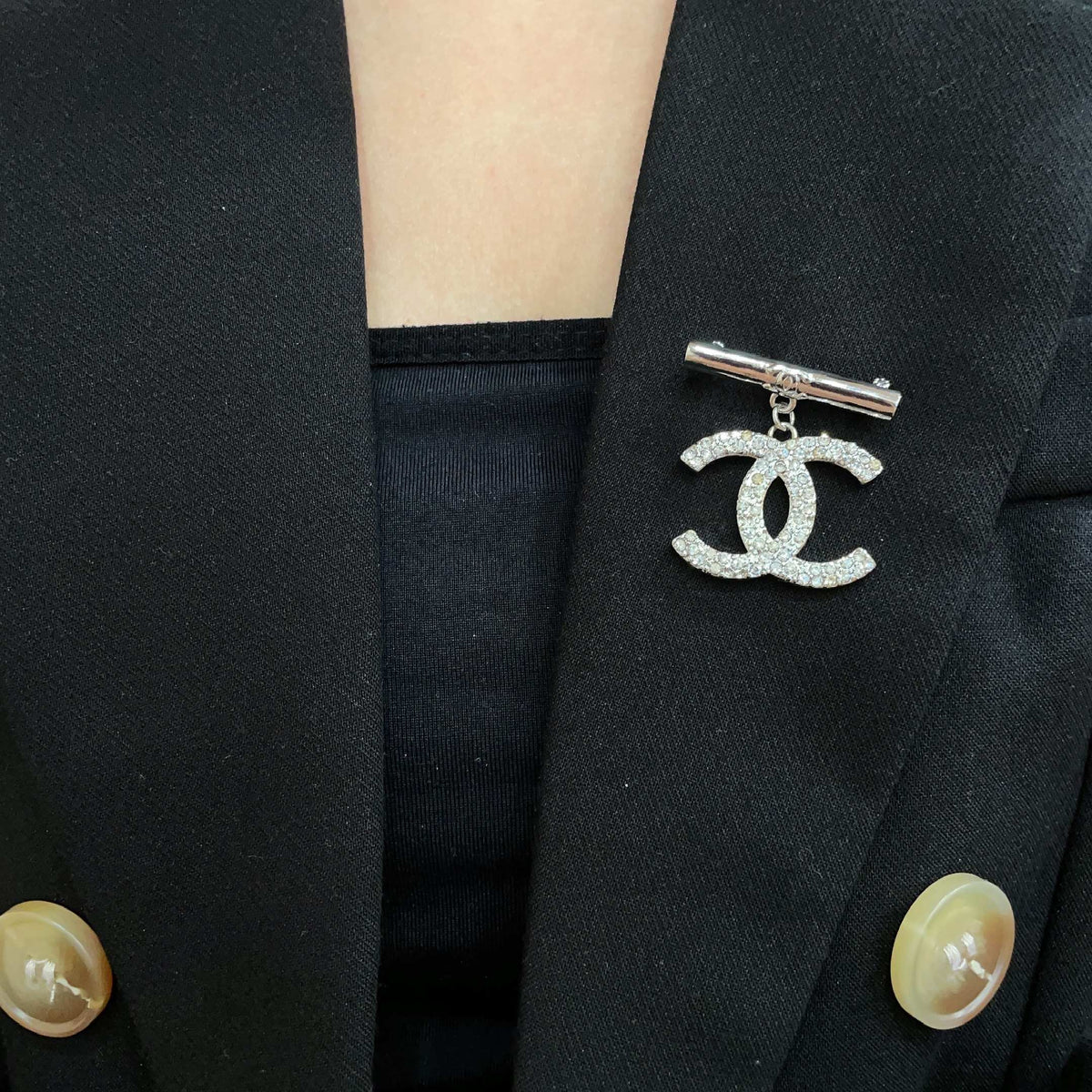 Signature Emblem Brooch in Polished Metal-Tone – Design 027 front product view