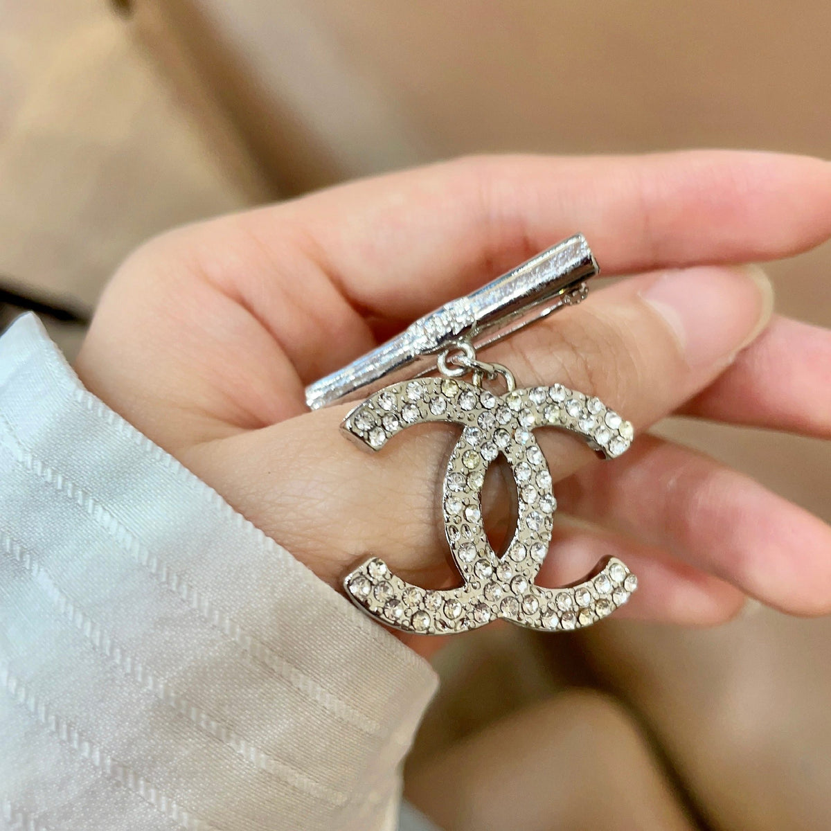 Signature Emblem Brooch in Polished Metal-Tone – Design 027 detail view