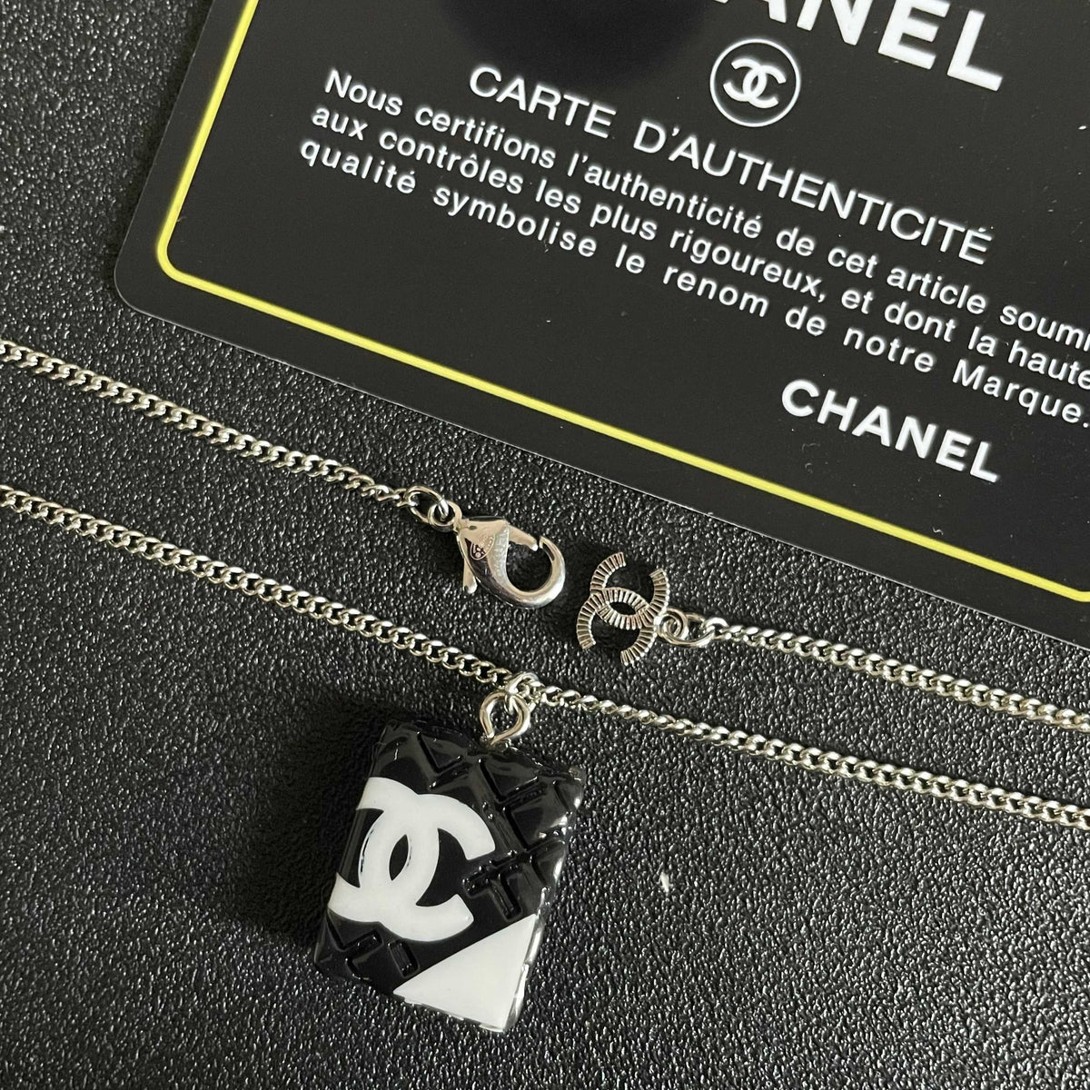 Double-C Emblem Pendant Necklace in Polished Metal-Tone – Design 040 main product view