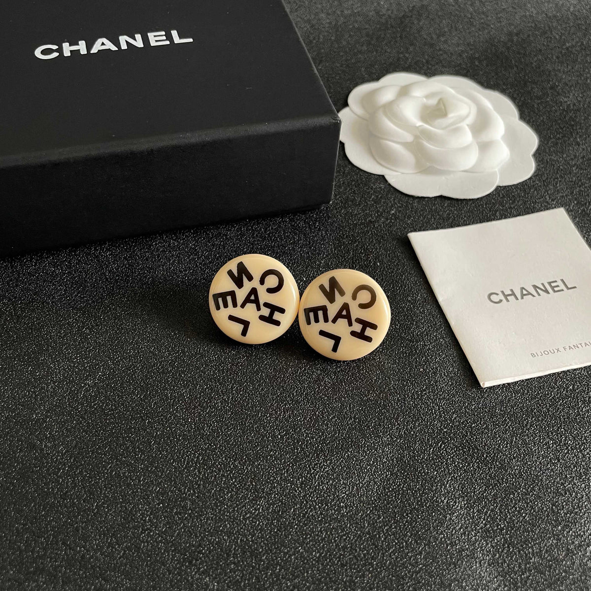 Letter Stud Earrings in Polished Metal-Tone – Design 012 styled product view