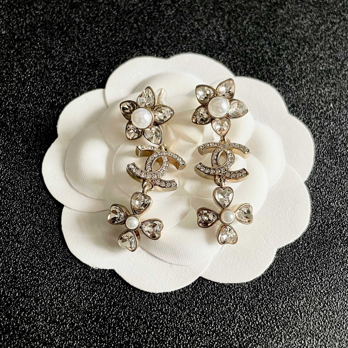 Signature Emblem Stud Earrings in Polished Metal-Tone – Design 047 front product view