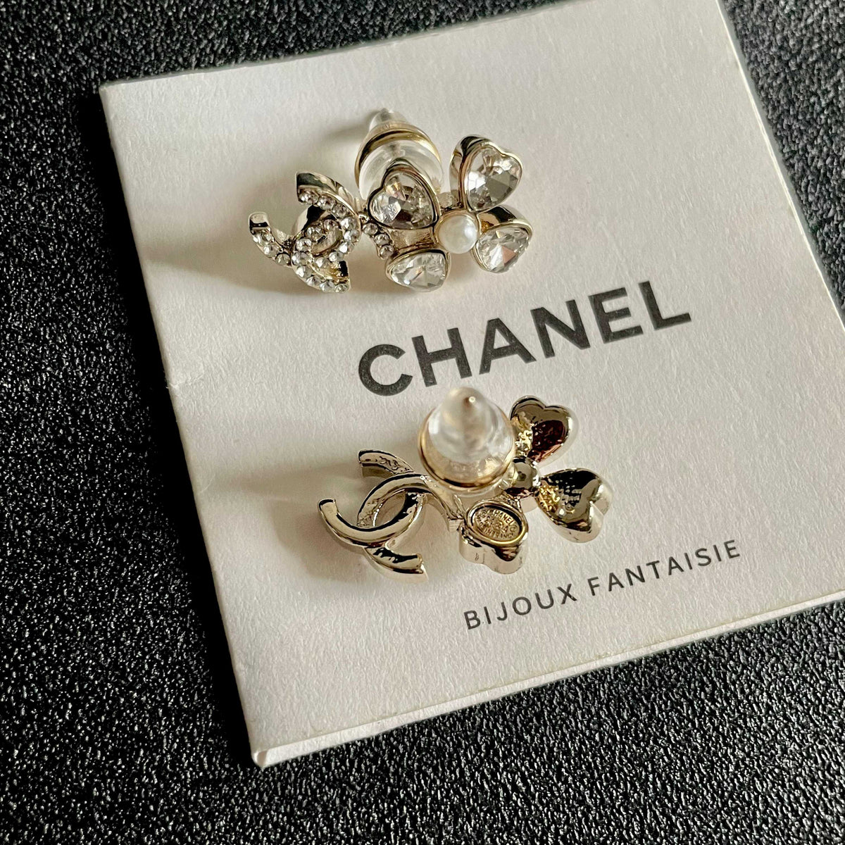 Signature Emblem Stud Earrings in Polished Metal-Tone – Design 044 main product view