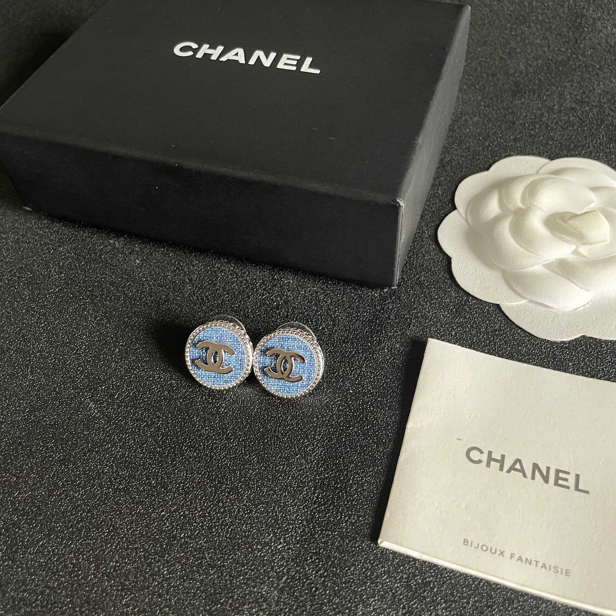 Signature Emblem Stud Earrings in Polished Metal-Tone – Design 041 close-up detail