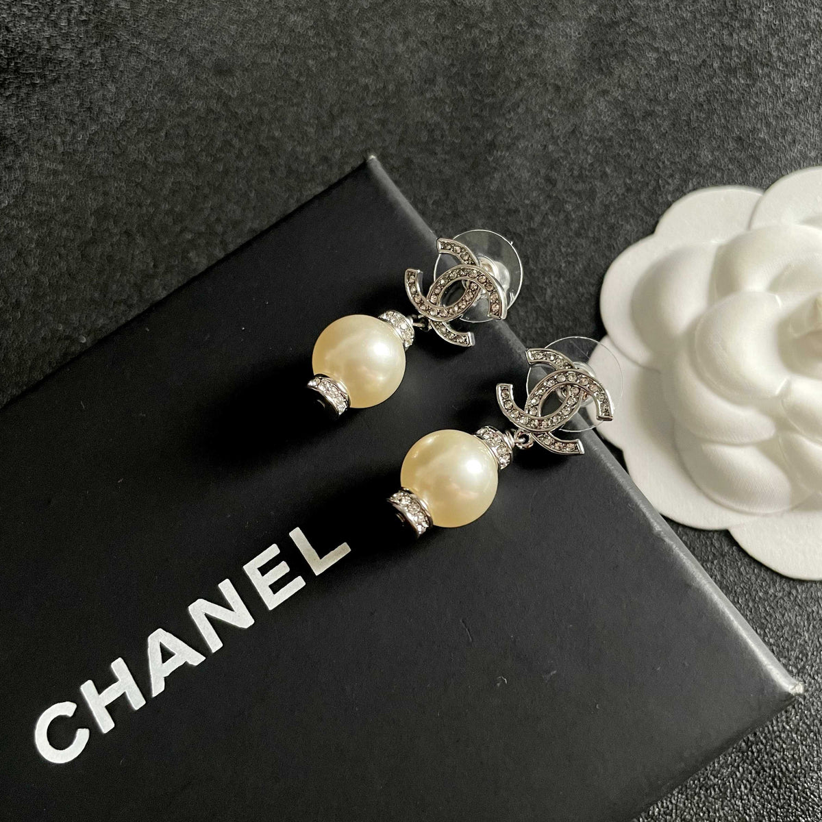 Signature Emblem Stud Earrings in Polished Metal-Tone – Design 039 detail view