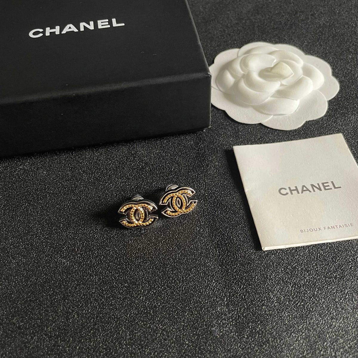 Signature Emblem Stud Earrings in Polished Metal-Tone – Design 038 styled product view