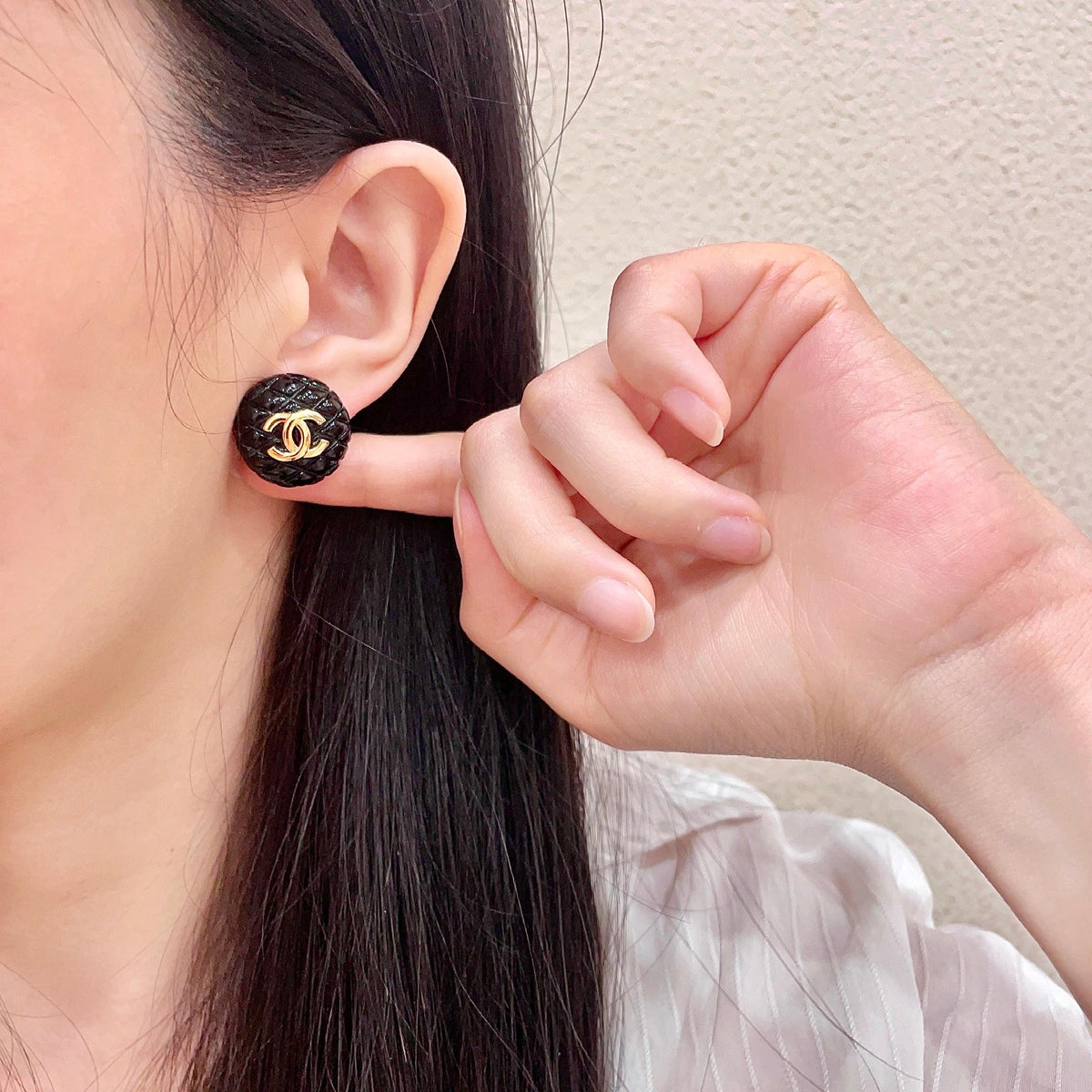 Signature Emblem Stud Earrings in Polished Metal-Tone – Design 037 front product view