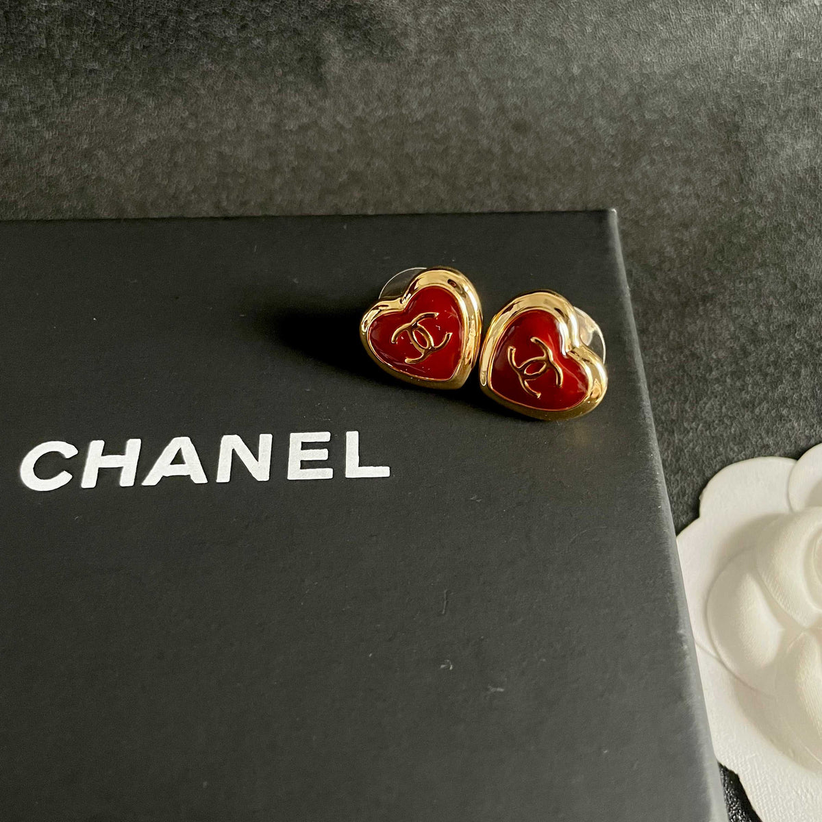 Signature Emblem Stud Earrings in Polished Metal-Tone – Design 036 detail view