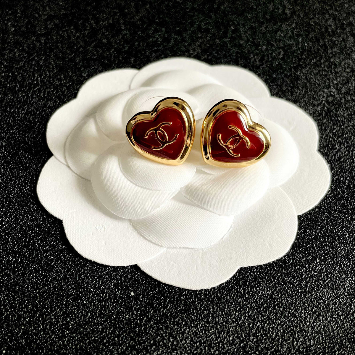 Signature Emblem Stud Earrings in Polished Metal-Tone – Design 036 front product view