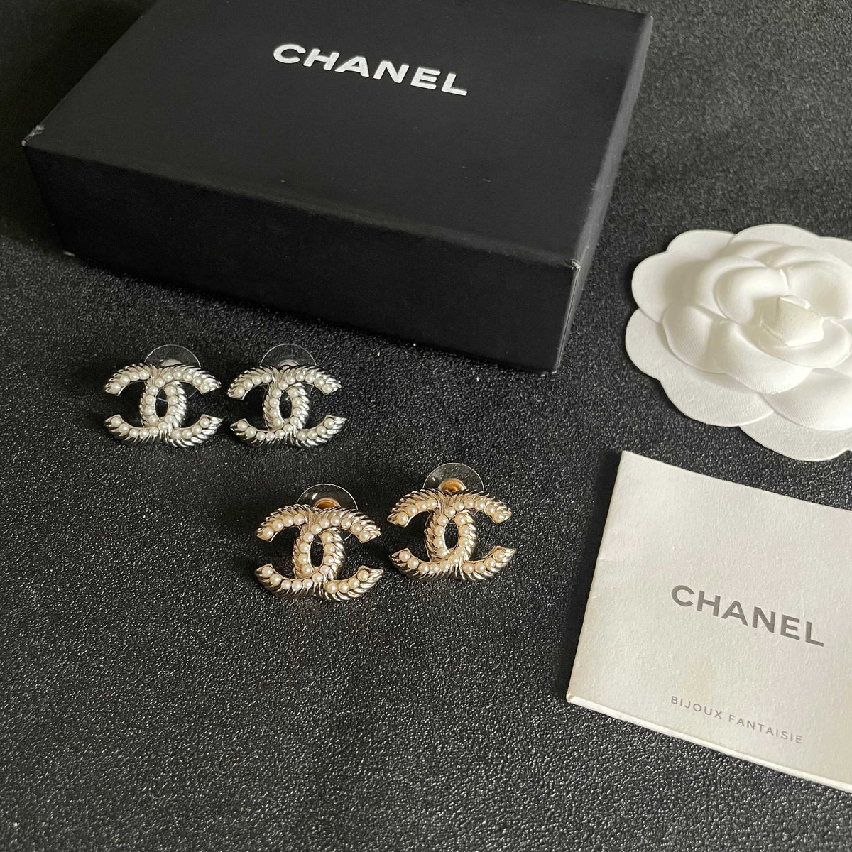 Signature Emblem Stud Earrings in Polished Metal-Tone – Design 033 close-up detail