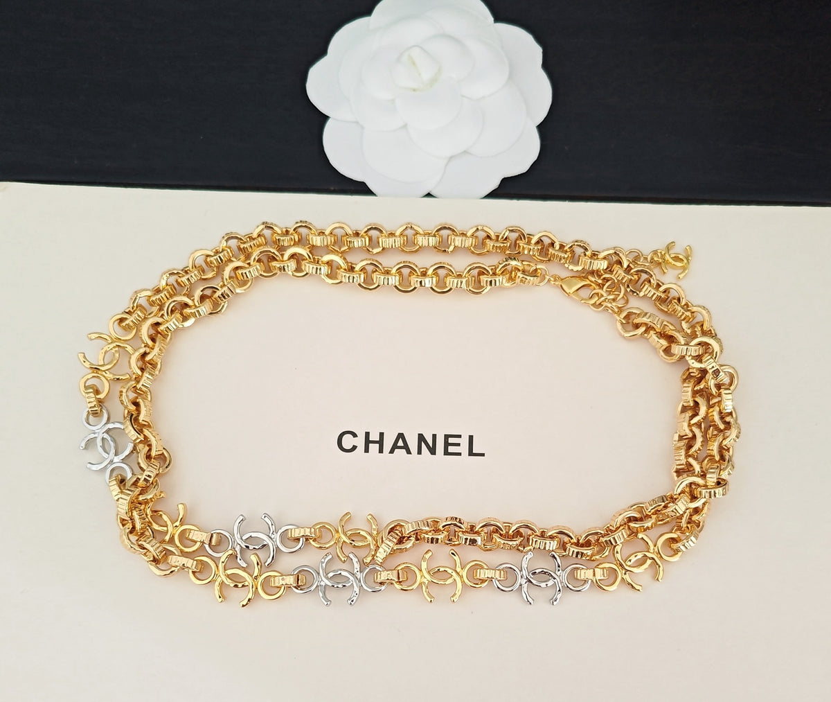 Signature Emblem Pendant Necklace in Gold-Tone – Design 058 front product view