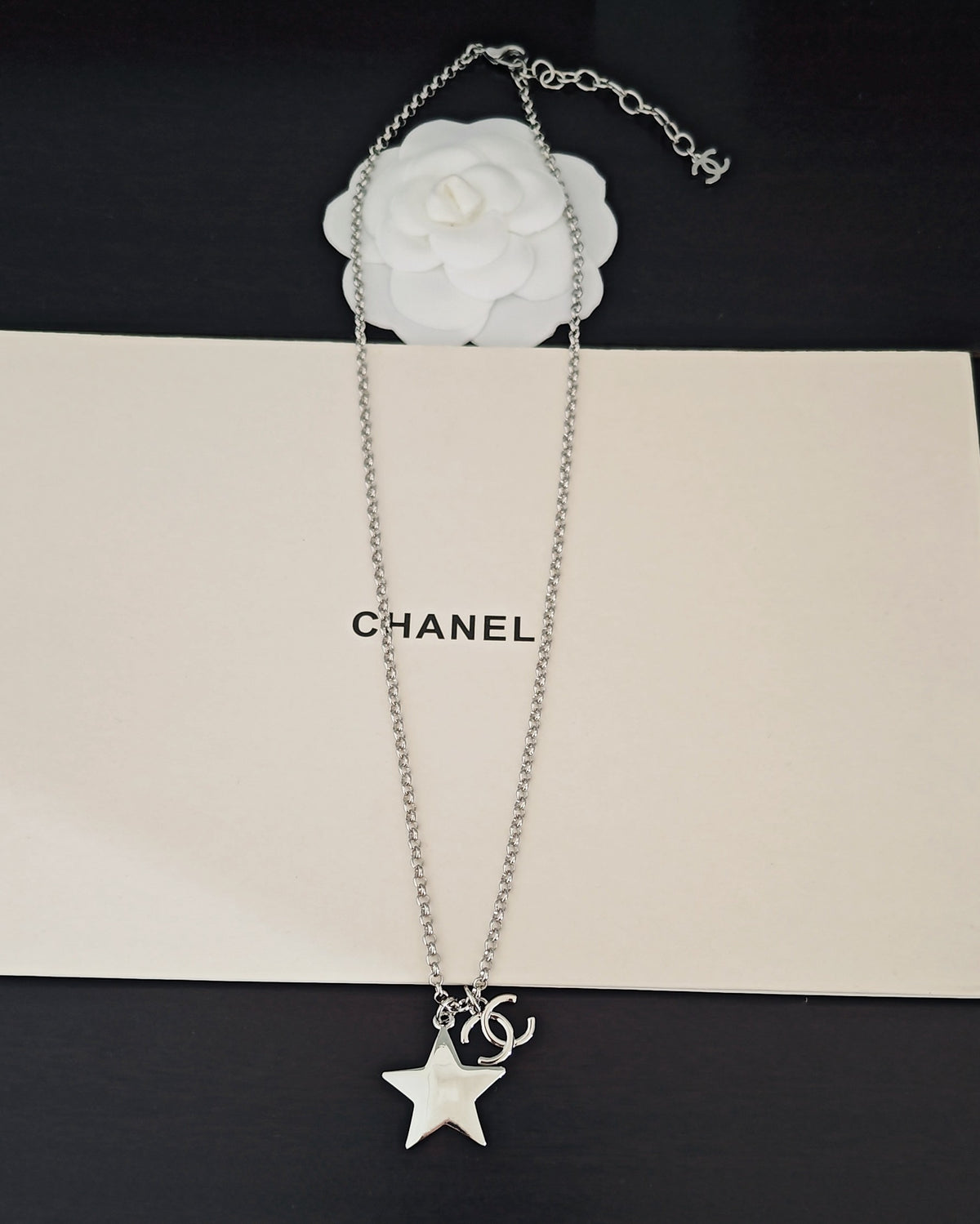 Signature Emblem Pendant Necklace in Gold-Tone – White Detail – Design 008 detail view