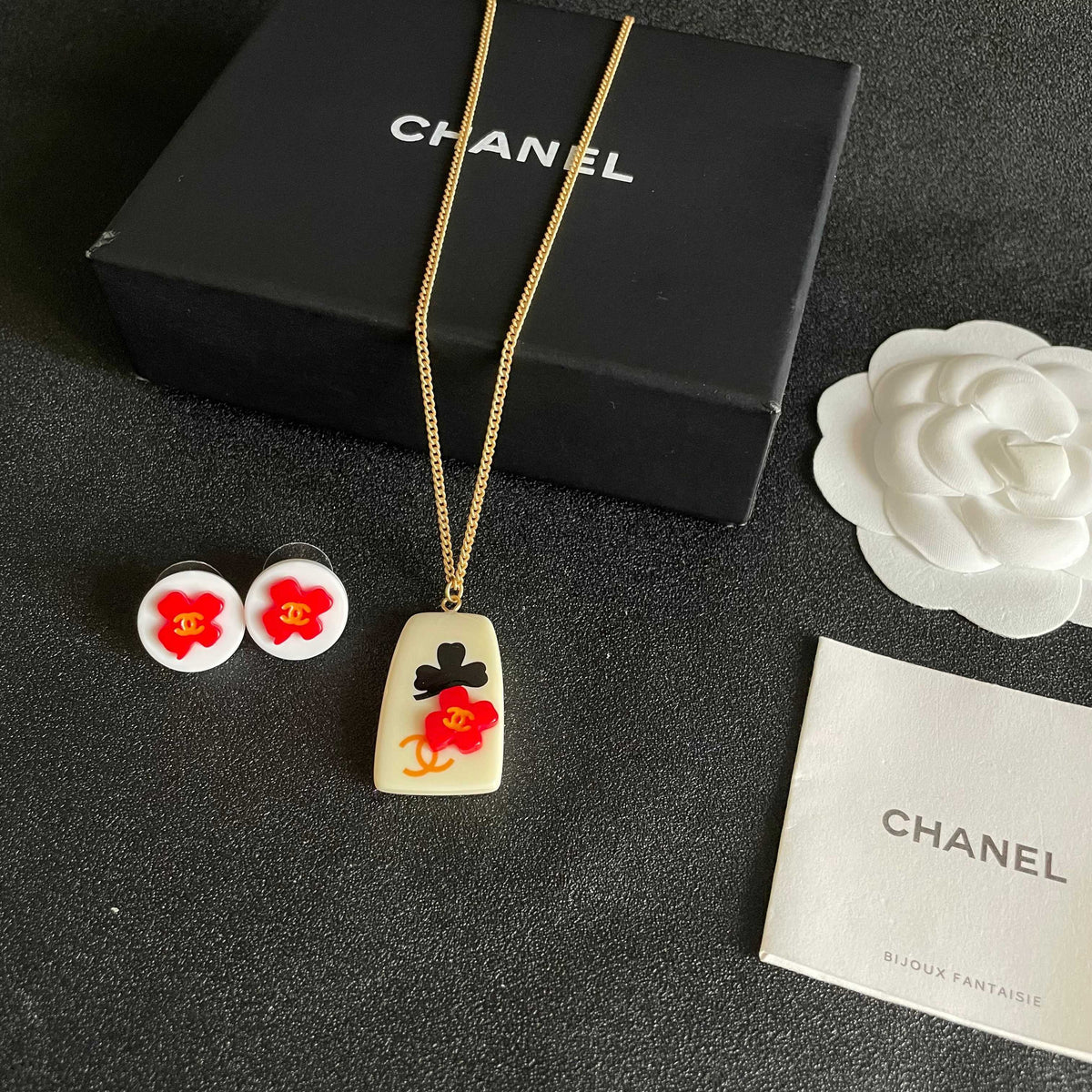Camellia Stud Earrings in Polished Metal-Tone – Camellia Detail – Design 044 detail view