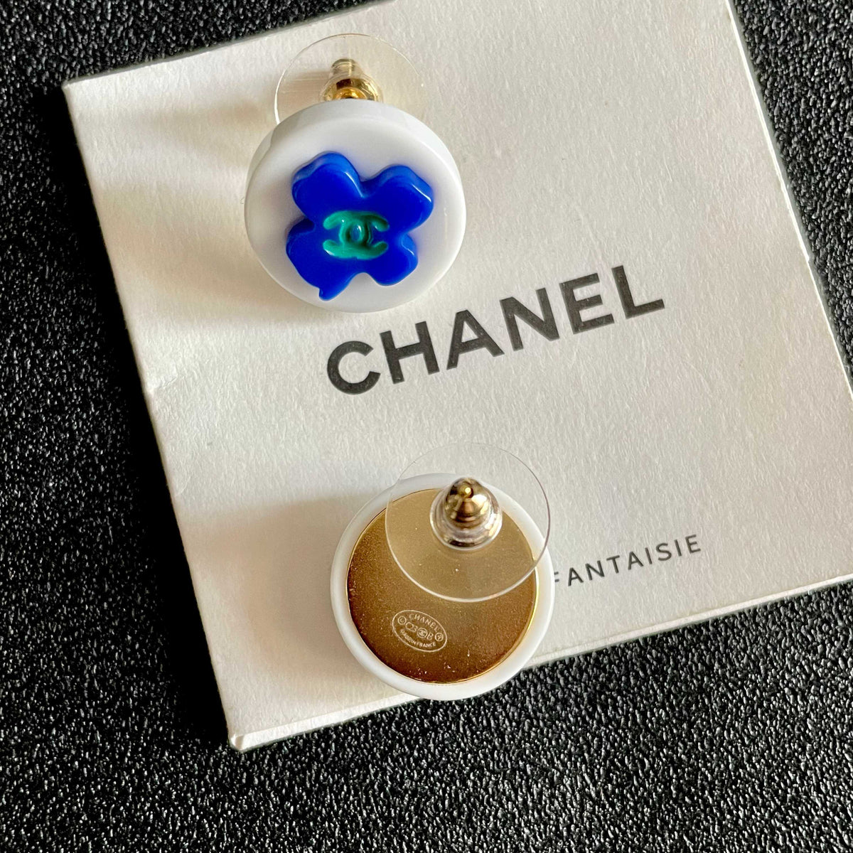 Camellia Stud Earrings in Polished Metal-Tone – Camellia Detail – Design 042 main product view