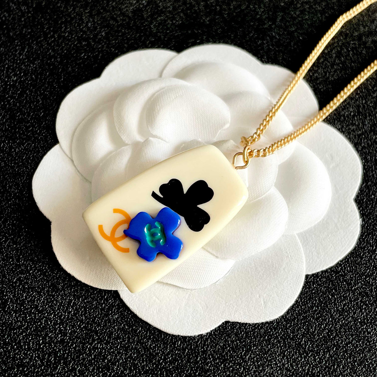 Camellia Pendant Necklace in Polished Metal-Tone – Camellia Detail – Design 019 main product view