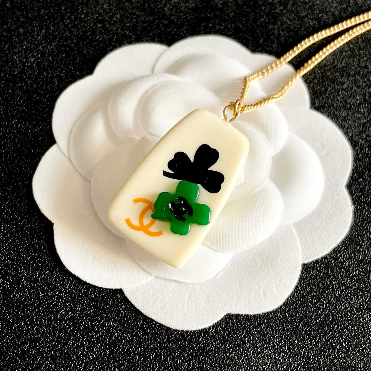 Camellia Pendant Necklace in Polished Metal-Tone – Camellia Detail – Design 018 main product view