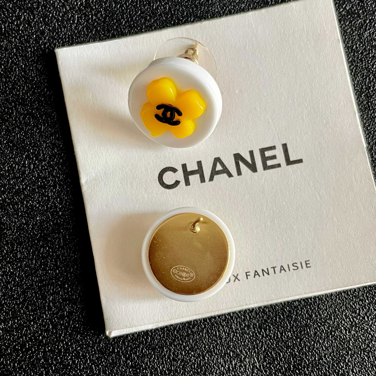 Camellia Stud Earrings in Polished Metal-Tone – Camellia Detail – Design 045 main product view