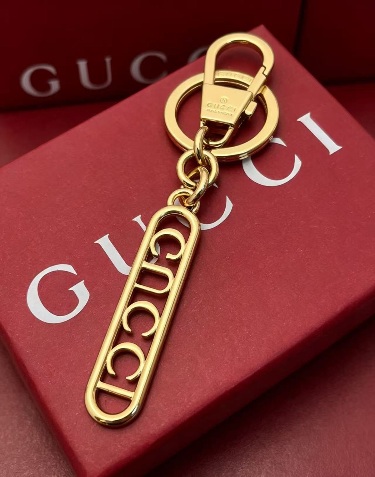 Letter Emblem Keychain in Polished Metal-Tone main product view