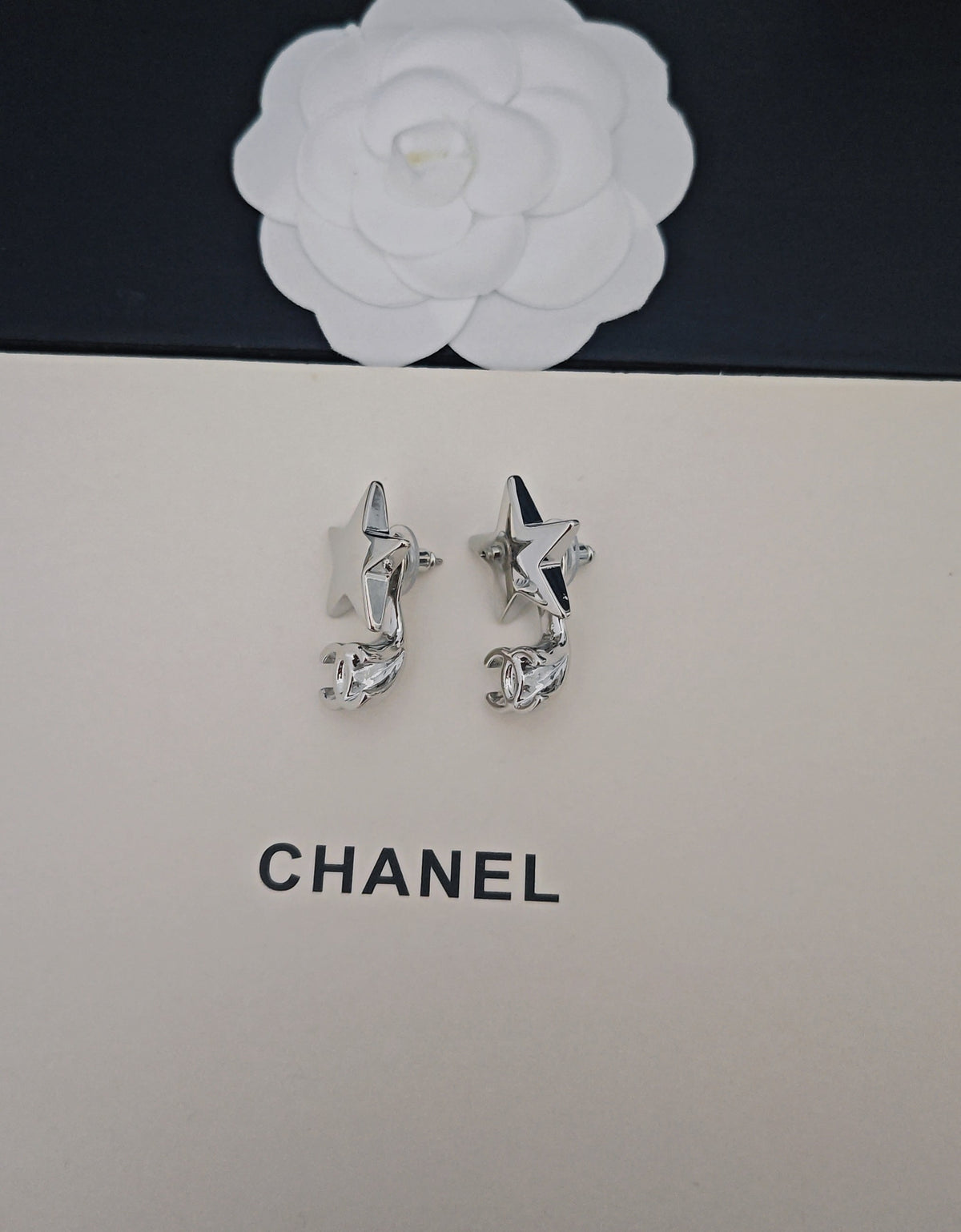 Signature Emblem Statement Earrings in Gold-Tone – White Detail side detail