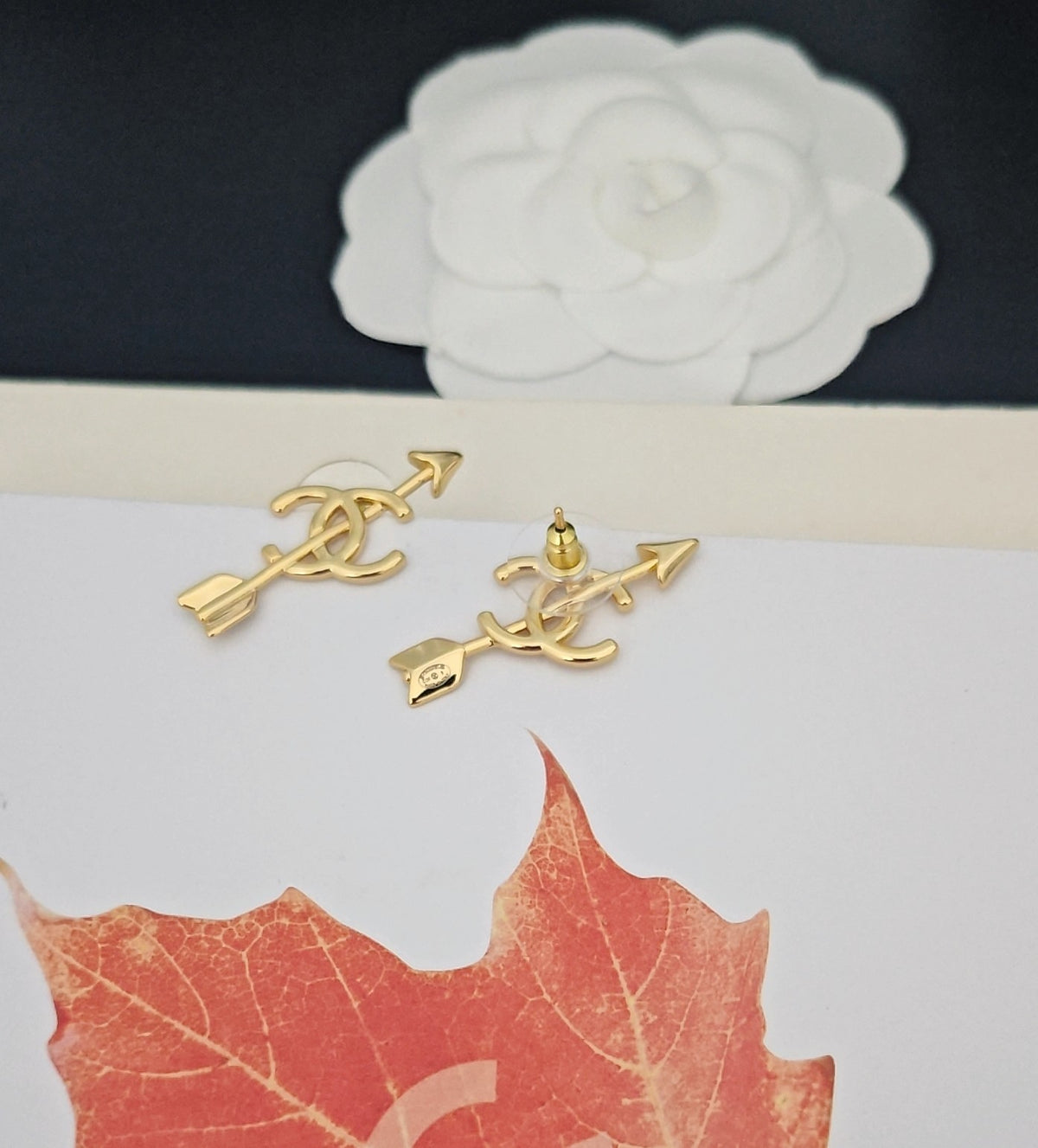 Arrow Stud Earrings in Gold-Tone – Arrow Detail – Design 003 styled product view