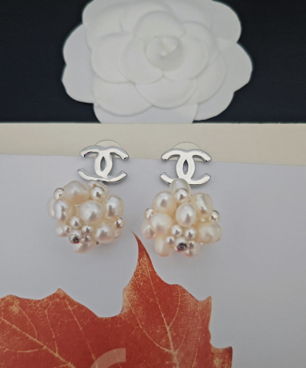 Pearl Pearl-Detail Statement Earrings – Pearl Detail – Design 011 close-up detail