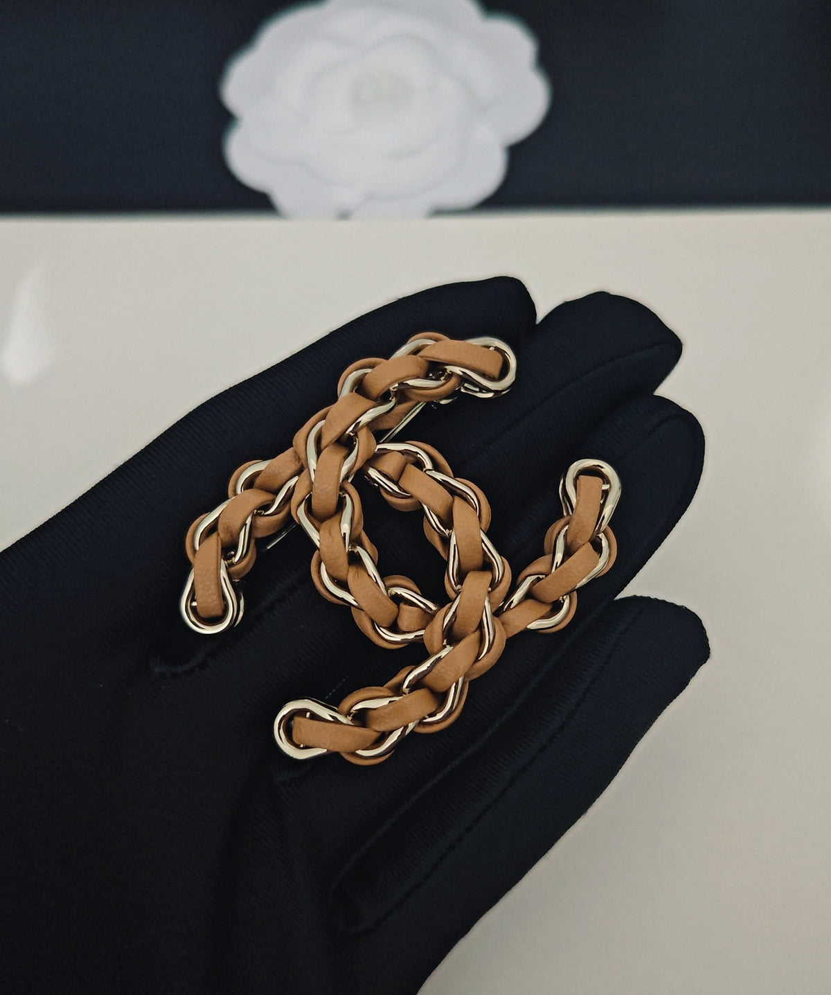 Signature Emblem Brooch in Gold-Tone – Design 001 front product view